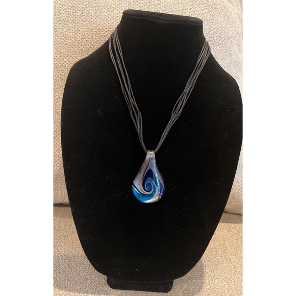 ART Glass Tear Drop Swirl Necklace - Picture 2 of 5